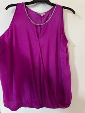 Jennifer Lopez Fuchsia Sleeveless Beaded-Neck Camisole